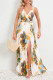 Sexy Vacation Floral Bandage Slit V Neck Printed Dress Dresses