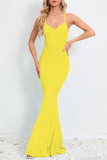 Sexy Formal Solid V Neck Trumpet Mermaid Dresses