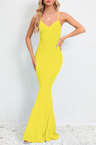 Sexy Formal Solid V Neck Trumpet Mermaid Dresses