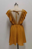 Sweet Solid Lace Square Collar A Line Dresses
