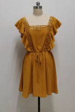 Sweet Solid Lace Square Collar A Line Dresses