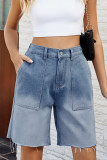 Casual Daily Gradual Change Pocket Loose Denim Shorts