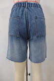 Casual Daily Gradual Change Pocket Loose Denim Shorts