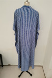 Casual Striped Buckle Asymmetrical Swimwears Cover Up