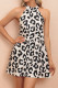 Bohemian Vintage Print Leopard Frenulum Halter Printed Dress Dresses