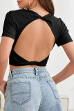 Sexy Simplicity Solid Backless O Neck T-Shirts
