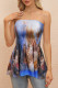 Sexy Vintage Figure Print Fold Strapless Tops