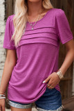Casual Simplicity Solid Fold O Neck T-Shirts