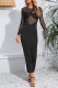 Sexy Solid Mesh O Neck Wrapped Skirt Dresses