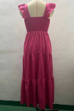 Elegant Solid Backless Square Collar Cake Skirt Dresses