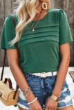 Casual Simplicity Solid Fold O Neck T-Shirts