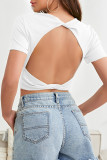 Sexy Simplicity Solid Backless O Neck T-Shirts