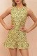 Casual Floral Flounce O Neck Printed Dress Dresses