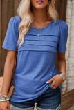 Casual Simplicity Solid Fold O Neck T-Shirts