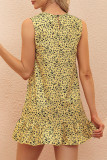 Casual Floral Flounce O Neck Printed Dress Dresses