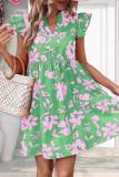 Sweet Elegant Floral Flounce V Neck Printed Dress Dresses