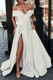 Elegant Formal Solid Slit V Neck Evening Dress Dresses