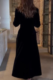 Celebrities Elegant Solid O Neck Long Sleeve Two Pieces(No Brooch)