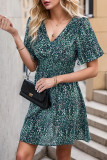 Vintage Animal Print Print Backless V Neck A Line Dresses