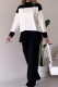 Casual Color Block Contrast O Neck Long Sleeve Two Pieces