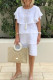 Casual Solid Patchwork Flounce O Neck Cake Skirt Dresses