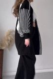 Casual Sportswear Striped Buckle V Neck Long Sleeve Two Pieces