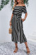Elegant Striped Pocket Slit Off the Shoulder A Line Dresses