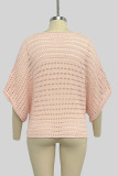Casual Solid Hollowed Out O Neck Tops