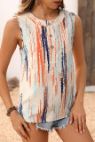 Casual Geometric Print Buttons O Neck Tops