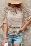 Casual Solid Hollowed Out O Neck Tops