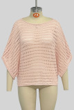 Casual Solid Hollowed Out O Neck Tops