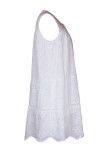 Casual Simplicity Solid Tassel Hollowed Out O Neck Sleeveless Dress Dresses