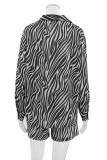 Casual Vintage Animal Print Print Buttons Turndown Collar Long Sleeve Two Pieces