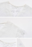 Elegant Solid Lace V Neck Tops