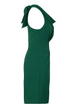 Elegant Vacation Solid Fold Scarf Collar Sleeveless Dress Dresses