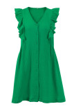 Casual Solid Flounce V Neck Sleeveless Dress Dresses