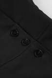 British Style Solid Buttons Turn-back Collar Suit Dress Dresses