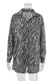 Casual Vintage Animal Print Print Buttons Turndown Collar Long Sleeve Two Pieces