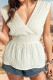 Elegant Solid Fold With Bow V Neck Tops