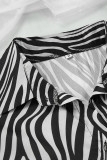 Casual Vintage Animal Print Print Buttons Turndown Collar Long Sleeve Two Pieces