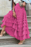 Celebrities Elegant Solid Mesh High Waist Type A Solid Color Bottoms