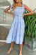 Sweet Striped Print Bandage Square Collar Short Sleeve Dress Dresses