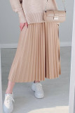 Elegant Solid Pleated High Waist Type A Solid Color Bottoms