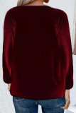 Casual Solid Sequins V Neck Tops