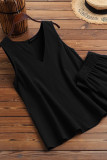Daily Simplicity Solid V Neck Sleeveless Two Pieces