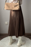 Elegant Solid Pleated High Waist Type A Solid Color Bottoms