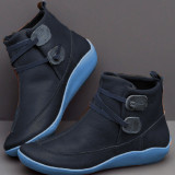 Casual Patchwork Round Leather Shoes
