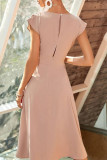 Sweet Elegant Solid Frenulum Buckle V Neck A Line Dresses
