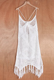 Sexy Vacation Solid Tassel Hollowed Out Swimwears Cover Up