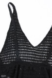 Sexy Vacation Solid Tassel Hollowed Out Slit Swimwears Cover Up